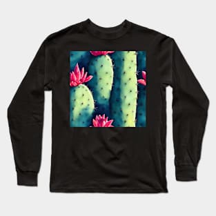 Watercolor cactus plant cactus pattern Long Sleeve T-Shirt